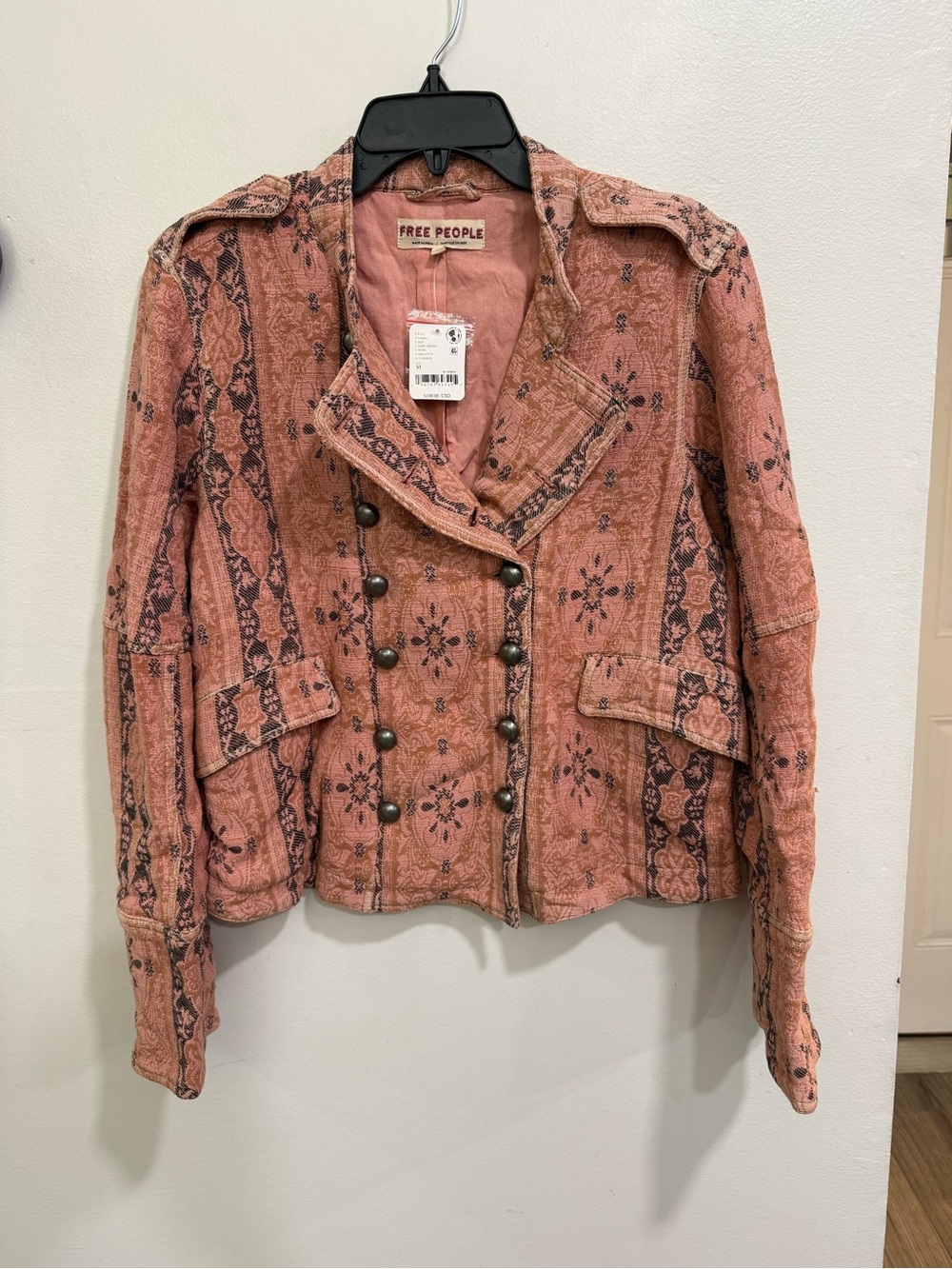 NWT Free People Lotty Jacquard Jacket Sz Medium in ROSE SMOKE - Picture 4 of 10